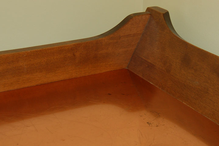 copper top in a dry sink